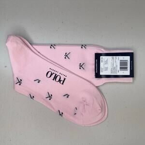 Polo Ralph Lauren Pink Dress Socks Golf Clubs Cotton Blend Fits Shoe Size 6-12.5